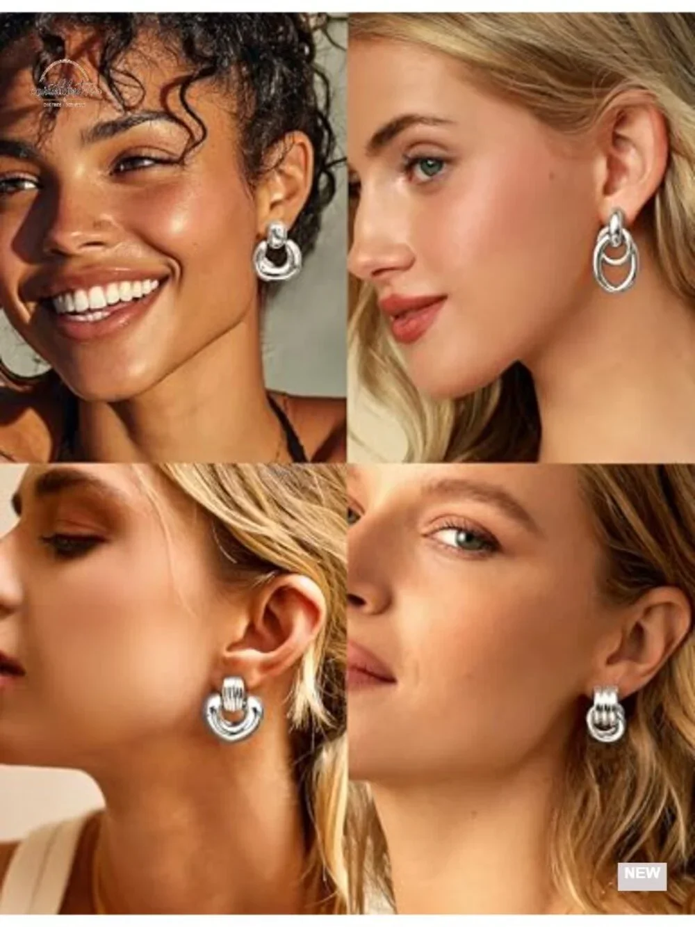 Chunky Knot Dangle Earrings 4 Pair Set Hypoallergenic Silver Plated